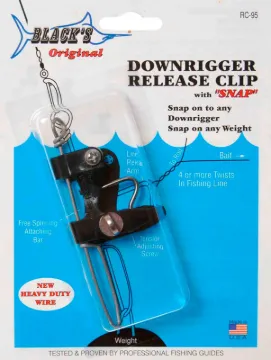 BLACKS DOWNRIGGER RELEASE WITH RING &amp; SNAP ATTACHING BAR  MFG# RC95
