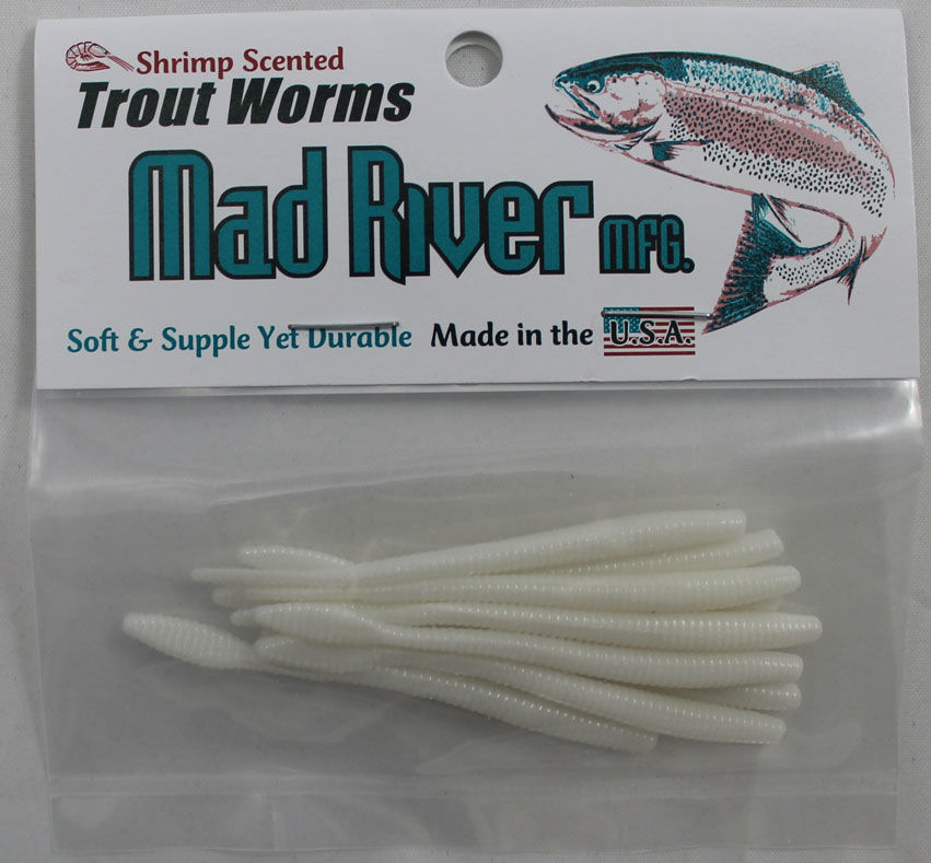 Triple S Sporting Supplies. MAD RIVER 2-1/4 TROUT WORMS WHITE PEARL ...