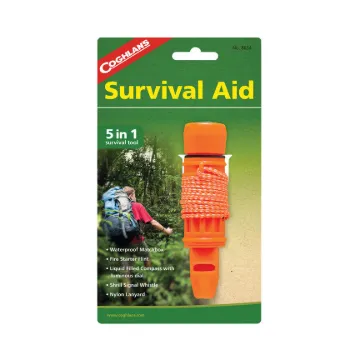 COGHLANS SURVIVAL AID 5 IN 1 KITLANYARD COMPASSWHISTLE MATCHBOX FLINT CP=4  MFG# 8634