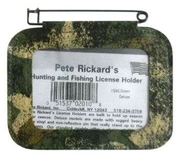 (mfg b/o no ETA))PETE RICKARD BROWN CAMO DELUXE HUNTING LICENSE HOLDER NY PA NJ DE 3 3/4" x 5 5/8
