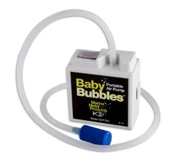 MARINE METAL BABY BUBBLE 15V PUMP UP TO 20HRS ON 2 AA UP TO 3 GAL AERATION CP=8  MFG# B-18