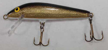 AC Model 250 Shiner 2 1/2" Wood Shallow Minnow Freshwater in GOLD/BLACK BACK 