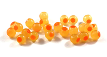 CLEARDRIFT SOFT BEADS - EMBRYO - 8MM - 30PK - YELLOW MUSTARD / ORANGE DOT