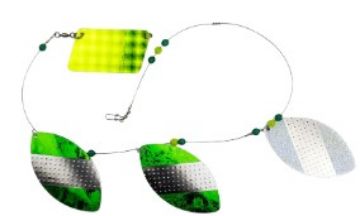 Picture of OPTI TACKLE CUSTOM COWBELL- 4" SPINNER-LIGHT GREEN DEW/GLOW GREEN BACK MFG #OPTCOW42