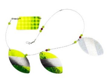 Picture of OPTI TACKLE CUSTOM COWBELL- 4" SPINNER-YELLOW MOUNTAIN DEW/GLOW GREEN BACK MFG #OPTCOW44