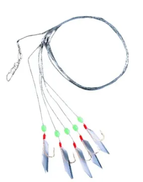 Mustad Piscator Bait Rig Glow Beads White/Fl Red sz6 MFG# SPR-5G-6-1