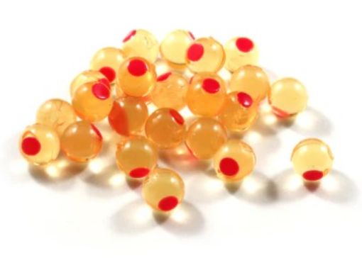 Picture of CLEARDRIFT - SOFT BEADS - EMBRYO - 10MM - NATURAL ORANGE/HOT PINK DOT - 24 PACK