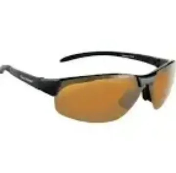 Fisherman Eyewear Maverick - Shiny Black w/Yellow Pads &amp;Temple Trim/Amber Lens  L #50630003