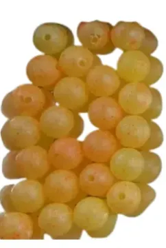 CATALYST BEADS - 8MM - 25PK - TOXIC TANG - (CHARTRUESE WITH ORANGE SPLATTER)