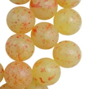 CATALYST BEADS - 12MM - 12PK - TOXIC TANG - (CHARTRUESE WITH ORANGE SPLATTER)
