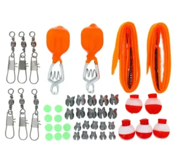 EAGLE CLAW TIP UP ICE FISHING 46pc ACCESSORY KIT -TIN SPLIT SHOT, DF,SWIVELS,FLOATS,BEADS, ETC